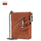 Men's RFID-Blocking Leather Chain Wallet with Double Zipper