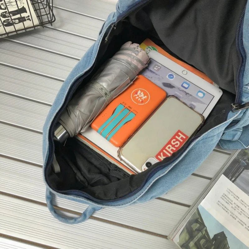 Denim Backpack - Unisex Travel & School Bag