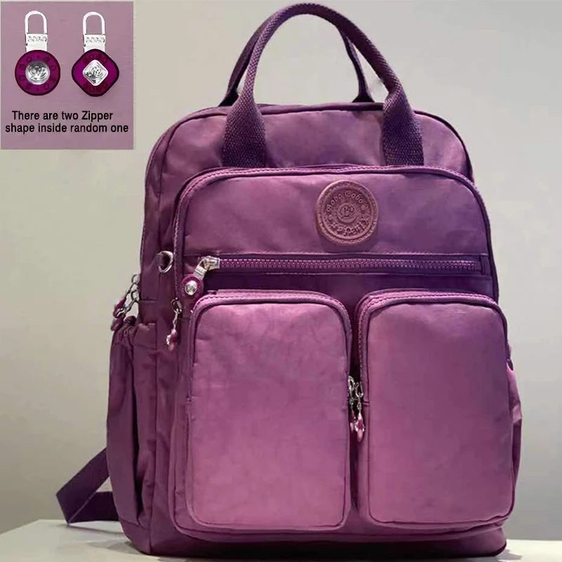 Women's Waterproof Nylon Travel Backpack - Multi-Pocket Laptop Bag
