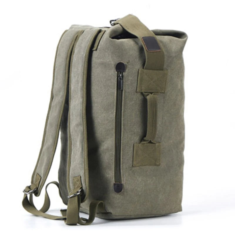 Large Canvas Travel Backpack - Tactical Military Style Rucksack for Men & Women