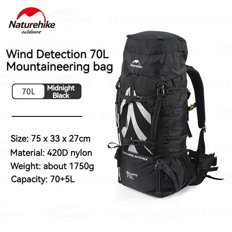 Naturehike 70L Hiking Backpack - Waterproof Lightweight Mountaineering Pack with Rain Cover