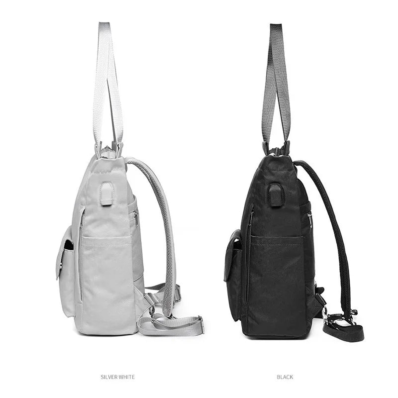 Women's Waterproof Laptop Backpack - 13-15.6 Inch Korean Fashion Oxford Canvas USB College Bag