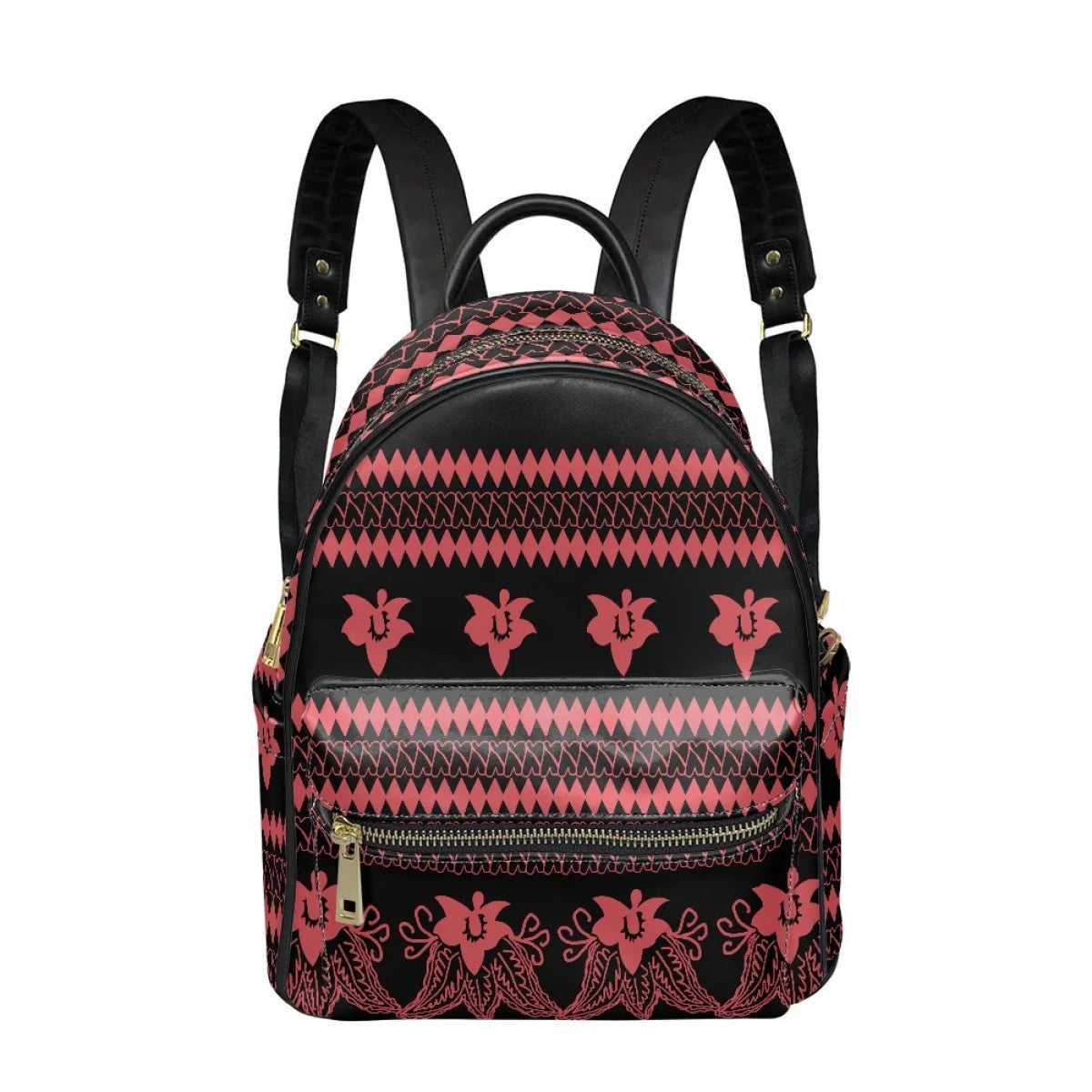 Polynesian Tribal Floral Backpack - Women's PU Leather Backpack