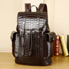 Premium Crocodile Pattern Leather Travel Backpack - 20-35L Capacity