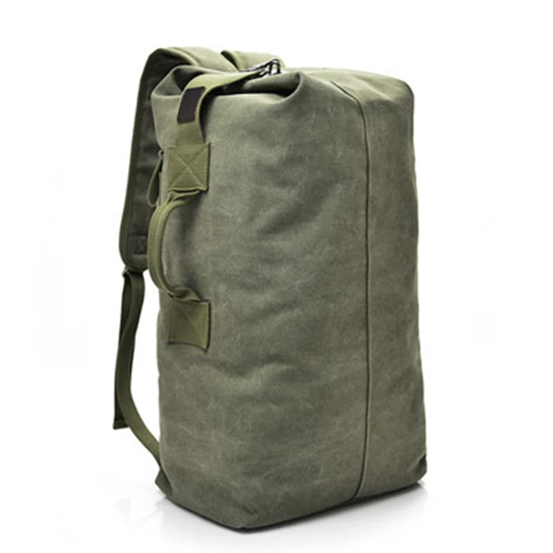 Large Canvas Travel Backpack - Tactical Military Style Rucksack for Men & Women