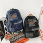 Washed Denim Backpack - Unisex College & Travel Bag with Laptop Compartment