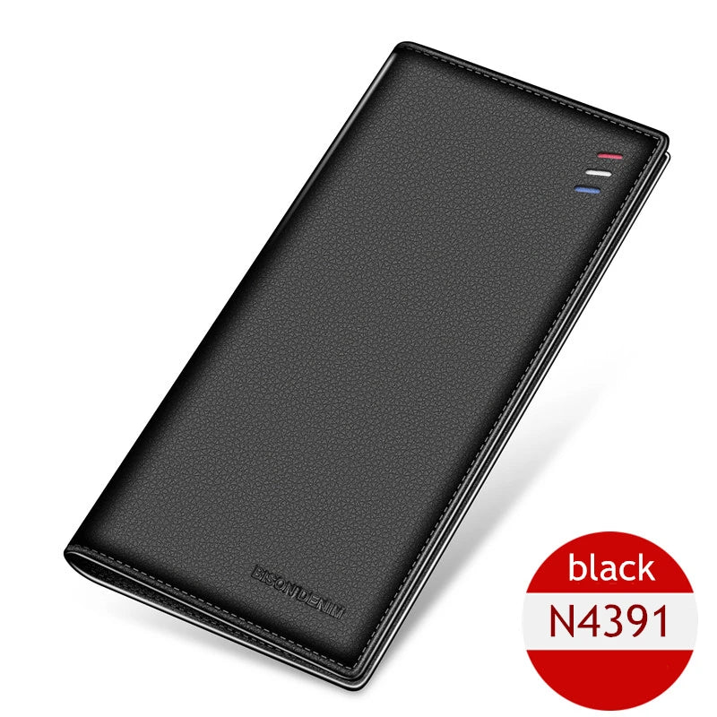 BISON DENIM Genuine Leather Bifold Wallet with RFID Blocking