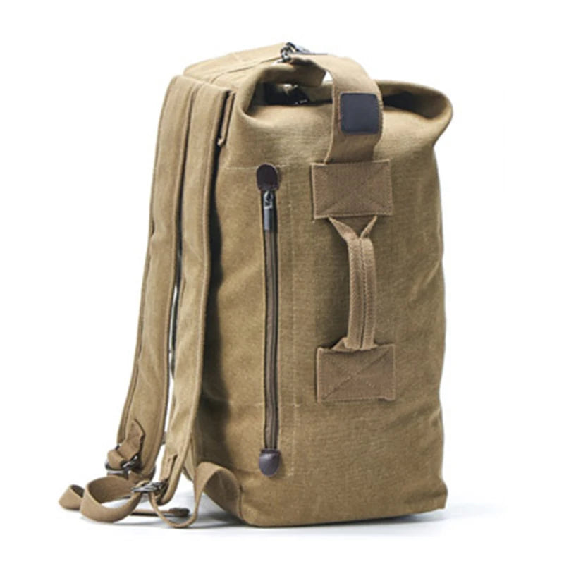 Large Canvas Travel Backpack - Tactical Military Style Rucksack for Men & Women