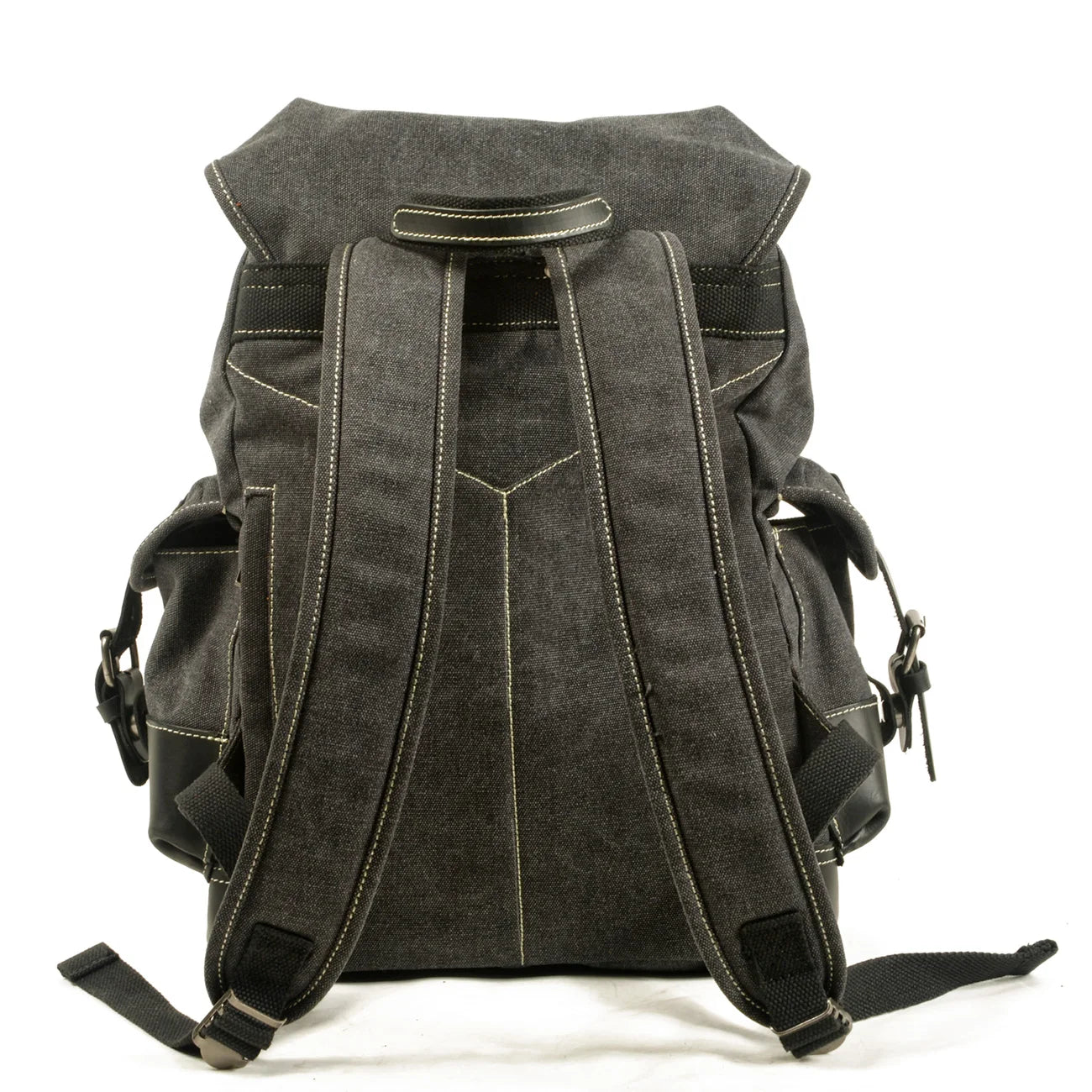 Canvas Leather Travel Backpack - 20-35L Large Capacity Outdoor Bag