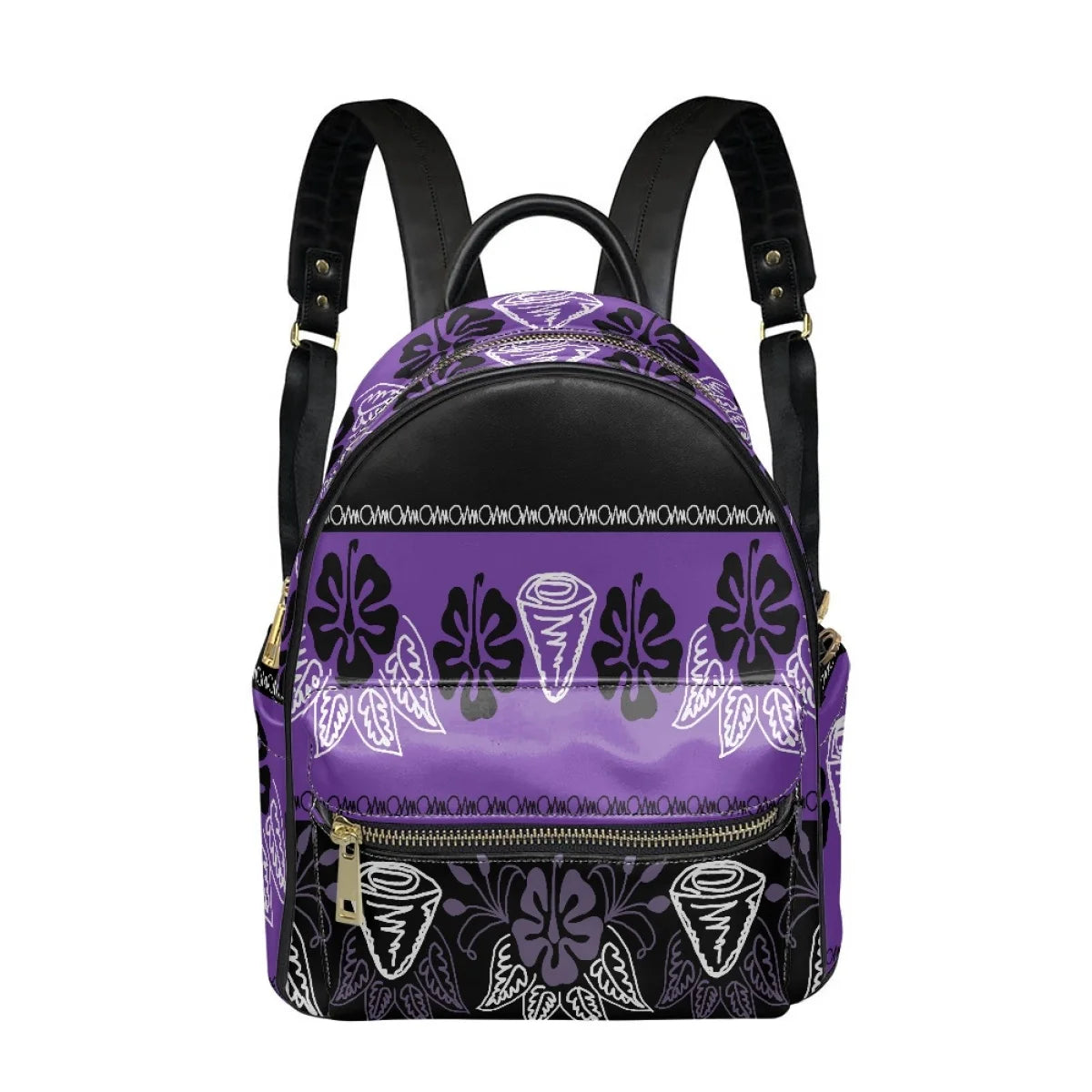 Polynesian Tribal Floral Backpack - Women's PU Leather Backpack