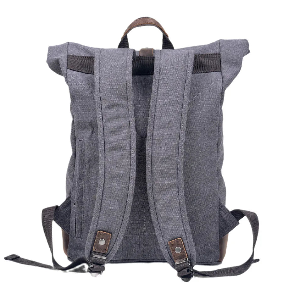 Premium Canvas & Cowhide Travel Backpack - 16 Inch Laptop Bag