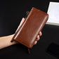 Men's RFID Blocking Long Leather Wallet with Zipper
