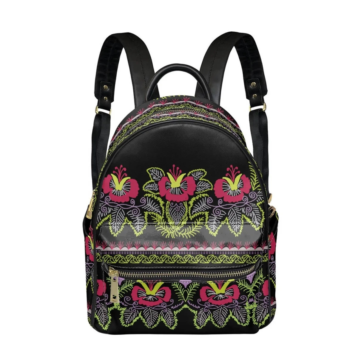 Polynesian Tribal Floral Backpack - Women's PU Leather Backpack