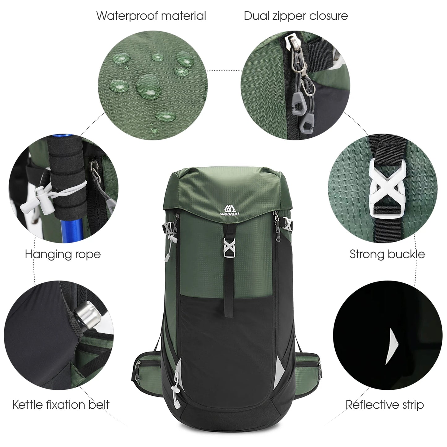 TOMSHOO 50L Waterproof Mountain Backpack - Tactical Outdoor Hiking Pack