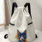 Cat Pattern Drawstring Backpack - Large Capacity Sports & Fitness Bag