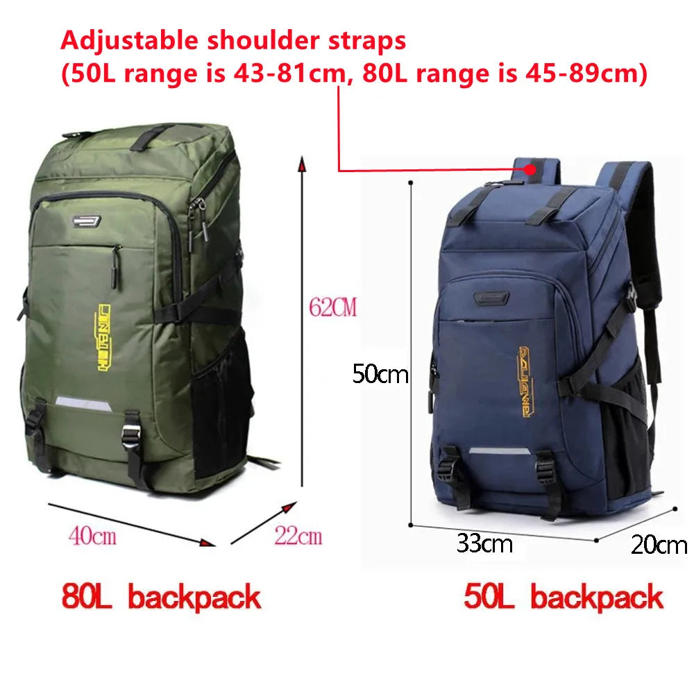 Premium Outdoor Hiking Backpack - 50L/80L Capacity for Travel & Camping
