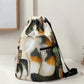 Cat Pattern Drawstring Backpack - Large Capacity Sports & Fitness Bag