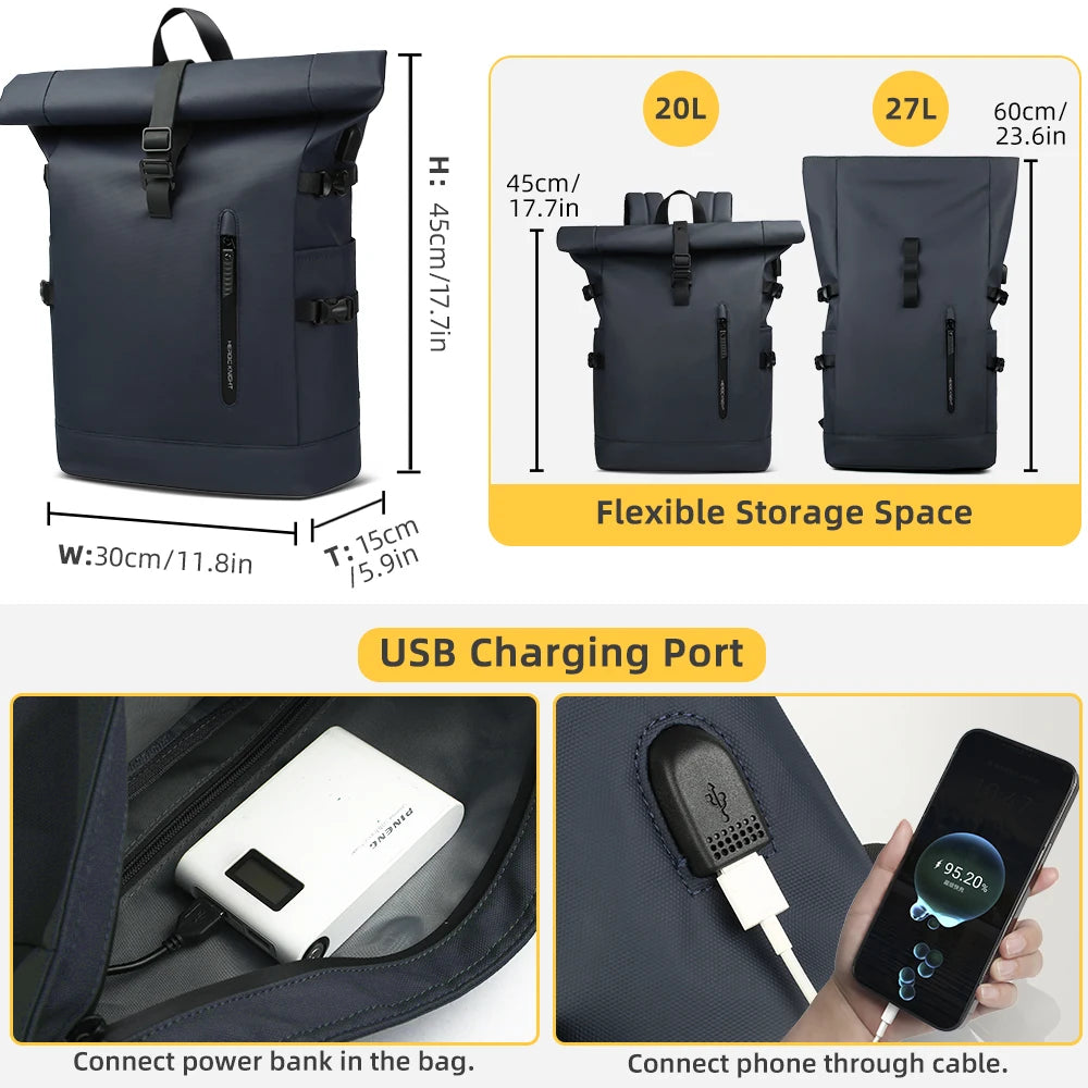HK 15.6" Anti-Theft Laptop Backpack with USB Charging Port