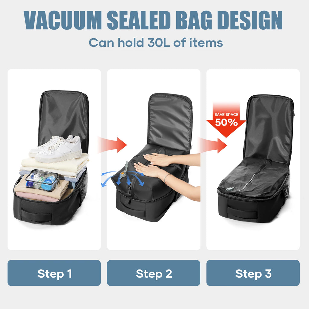 Vacuum Compression Cabin Backpack 40x30x20 – Airline Approved Travel Bag