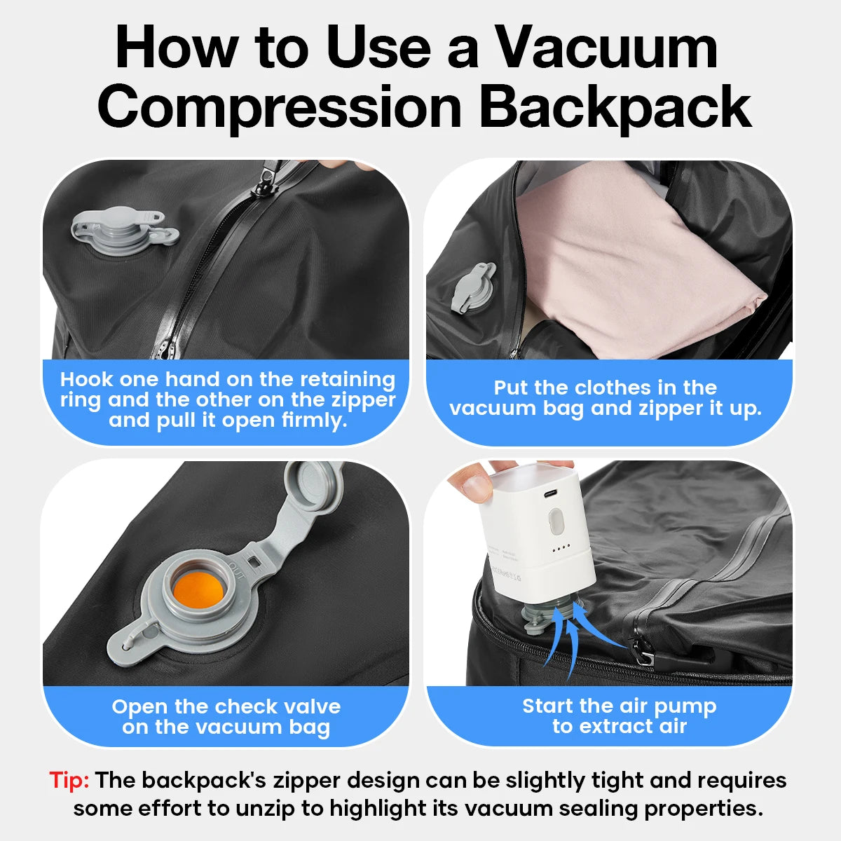 Vacuum Compression Cabin Backpack 40x30x20 – Airline Approved Travel Bag