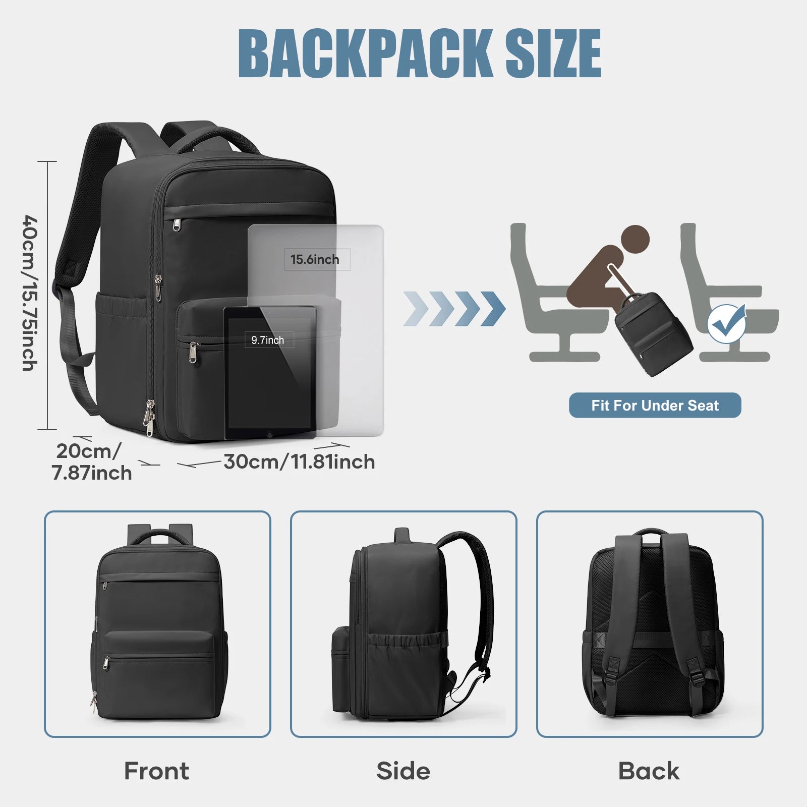 Vacuum Compression Cabin Backpack 40x30x20 – Airline Approved Travel Bag