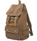 Vintage Canvas & Leather Backpack - Military Style Drawstring Rucksack