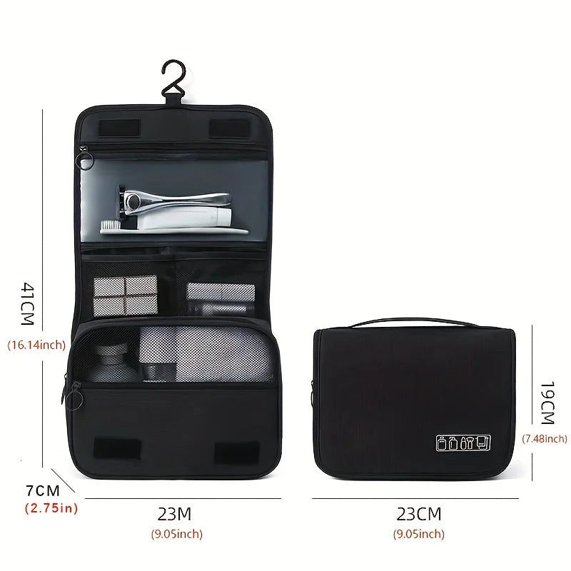 Waterproof Oxford Toiletry Bag – Hanging Travel Organizer for Men & Women