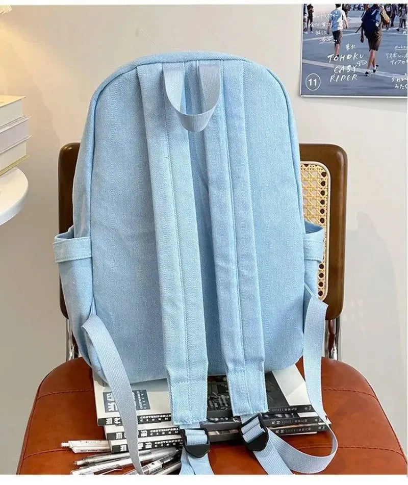 Women's Denim Backpack - High Capacity Student Commuter Bag
