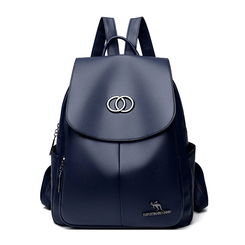 Women’s Leather Backpack – Large Capacity Fashion Travel Bag