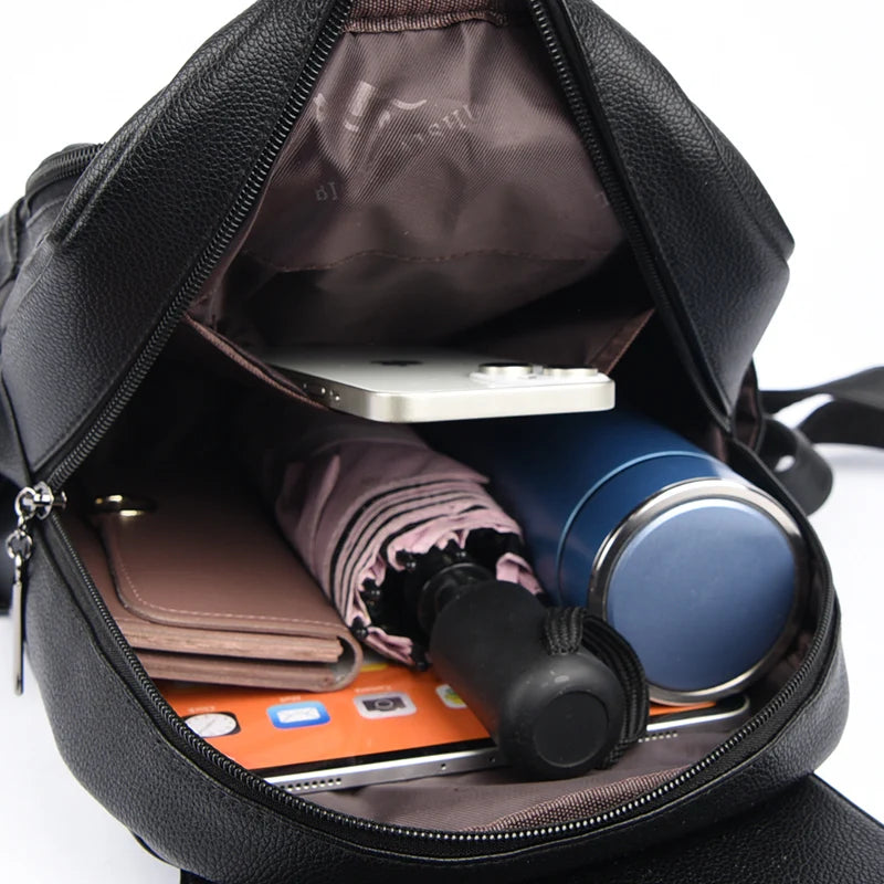 Women’s Leather Backpack – Large Capacity Fashion Travel Bag
