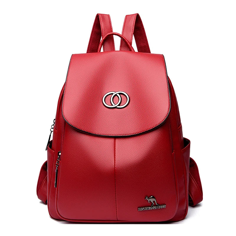 Women’s Leather Backpack – Large Capacity Fashion Travel Bag