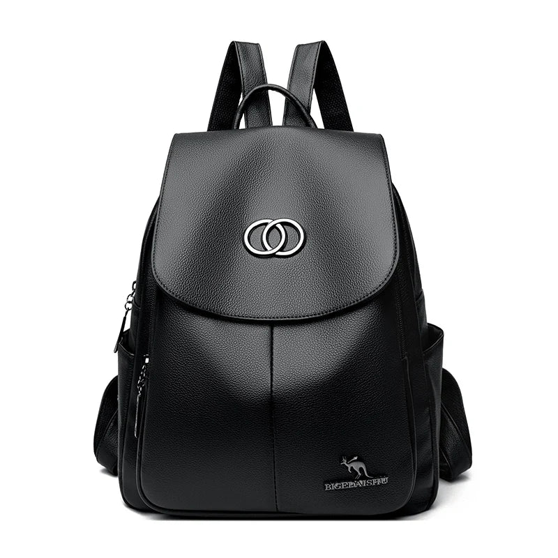 Women’s Leather Backpack – Large Capacity Fashion Travel Bag