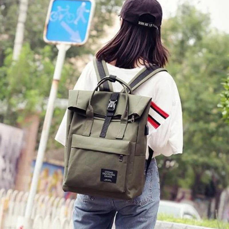 Women's Oxford Backpack - Multi-Pocket School & Laptop Bag