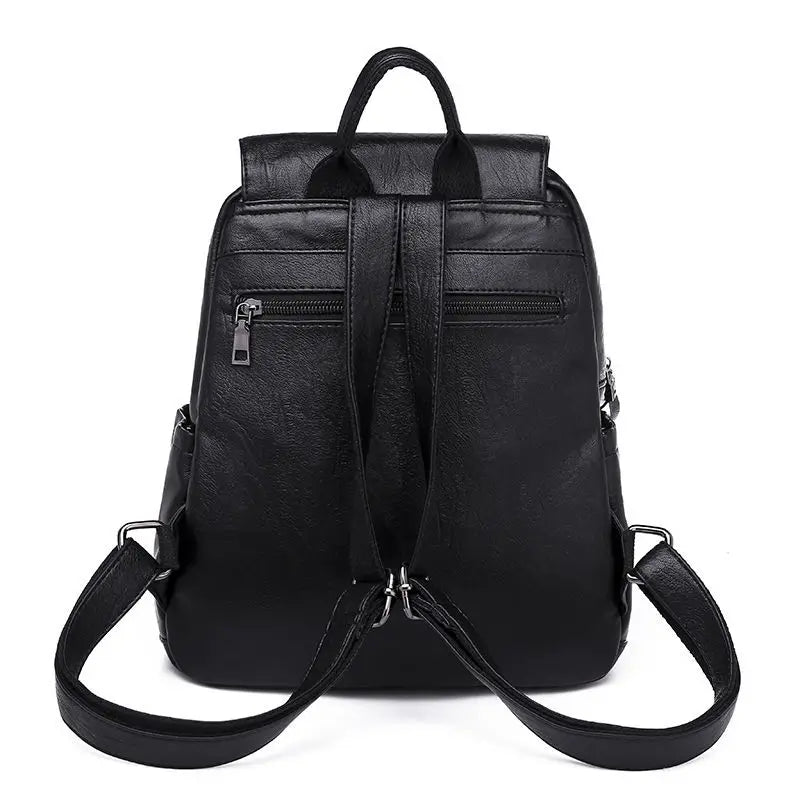 Women’s PU Leather Backpack – Large Capacity Travel & School Bag