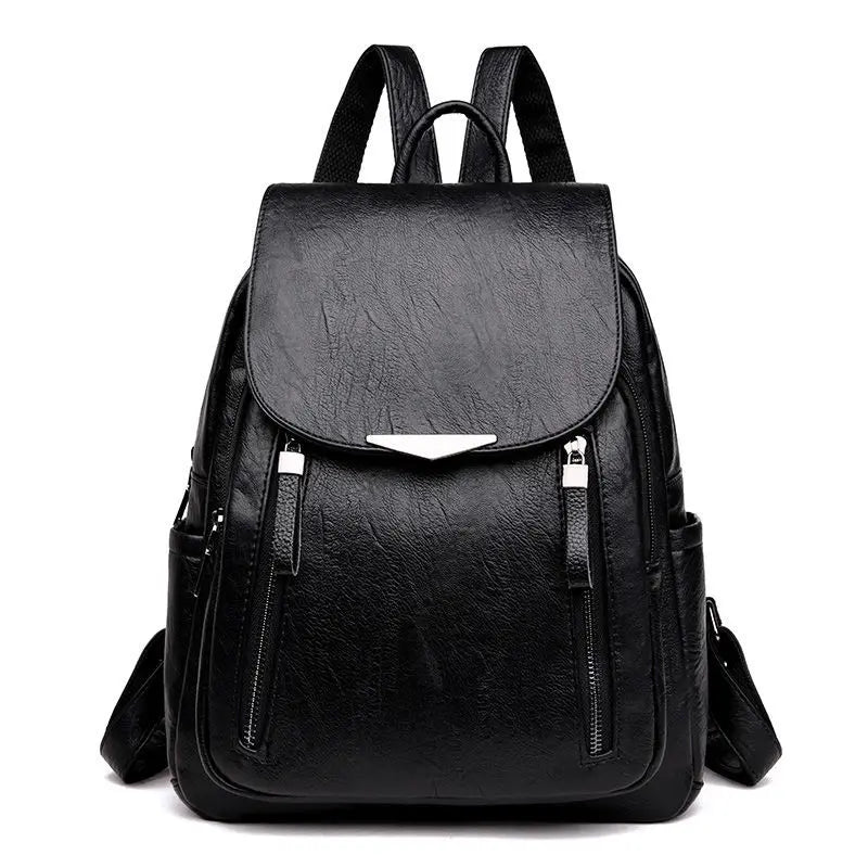 Women’s PU Leather Backpack – Large Capacity Travel & School Bag