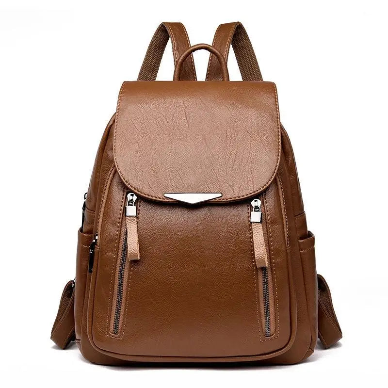 Women’s PU Leather Backpack – Large Capacity Travel & School Bag
