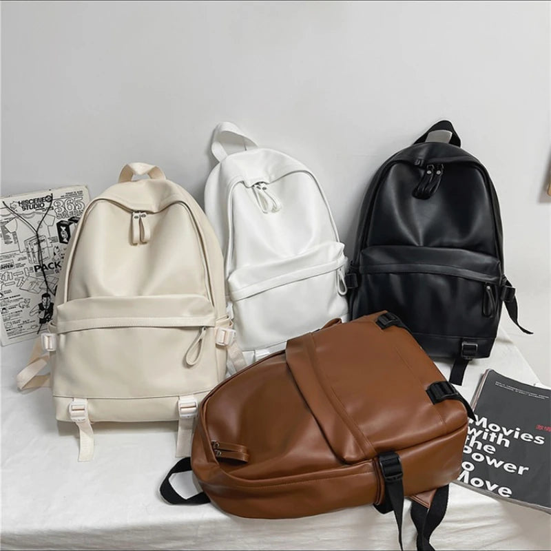 Women's Premium Leather Travel Backpack - 20-35L Capacity