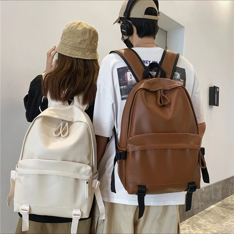 Women's Premium Leather Travel Backpack - 20-35L Capacity