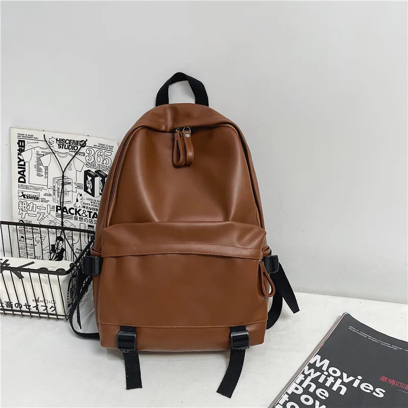 Women's Premium Leather Travel Backpack - 20-35L Capacity