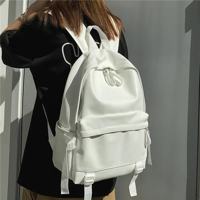 Women's Premium Leather Travel Backpack - 20-35L Capacity