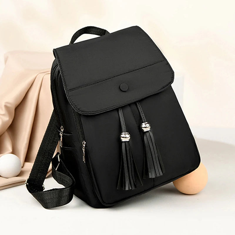 Women's Vintage Mini Backpack - Solid Color Travel Shoulder Bag