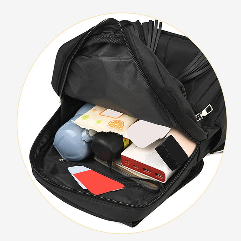 Women's Vintage Mini Backpack - Solid Color Travel Shoulder Bag