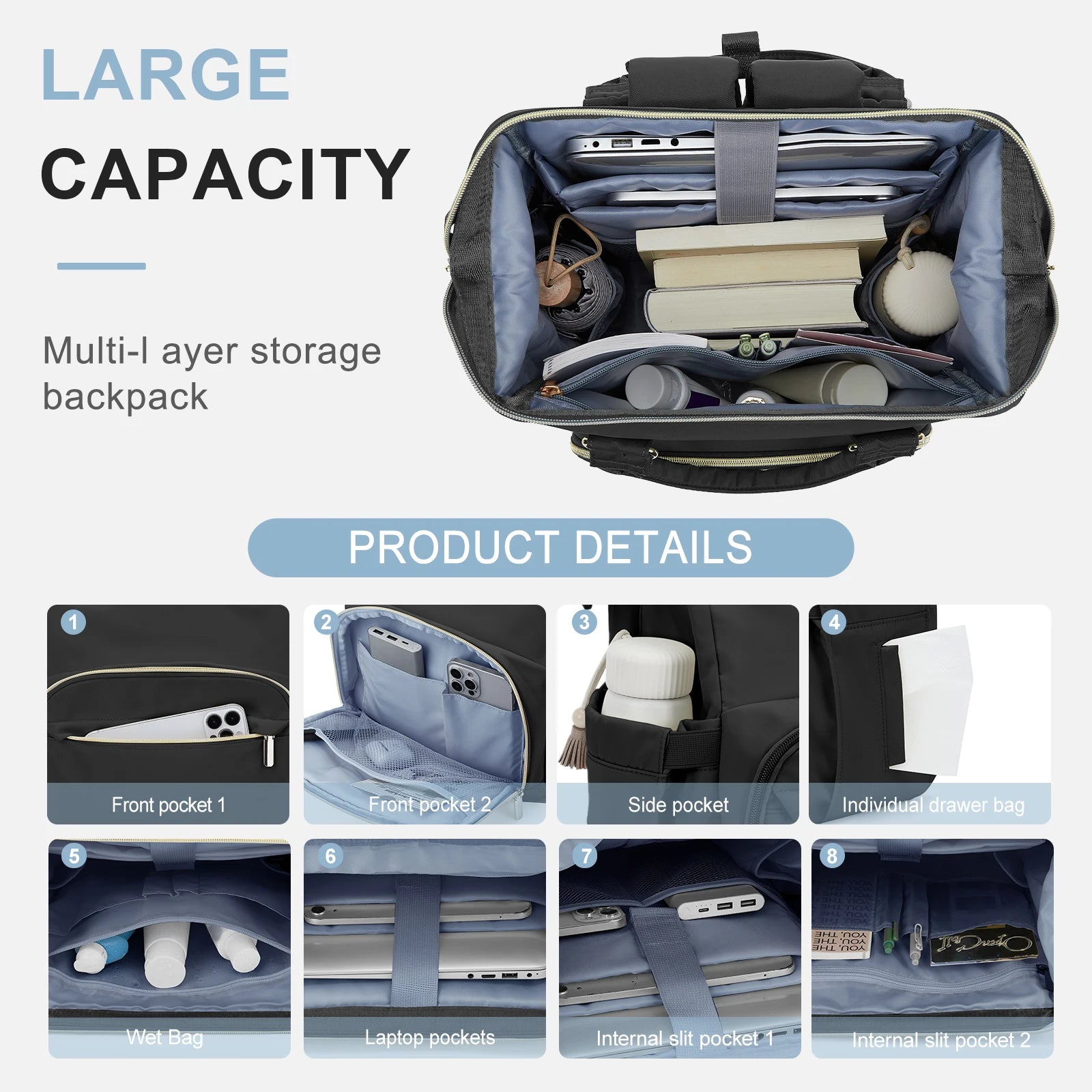 Women's Water-Resistant Laptop Backpack with USB Charging Port