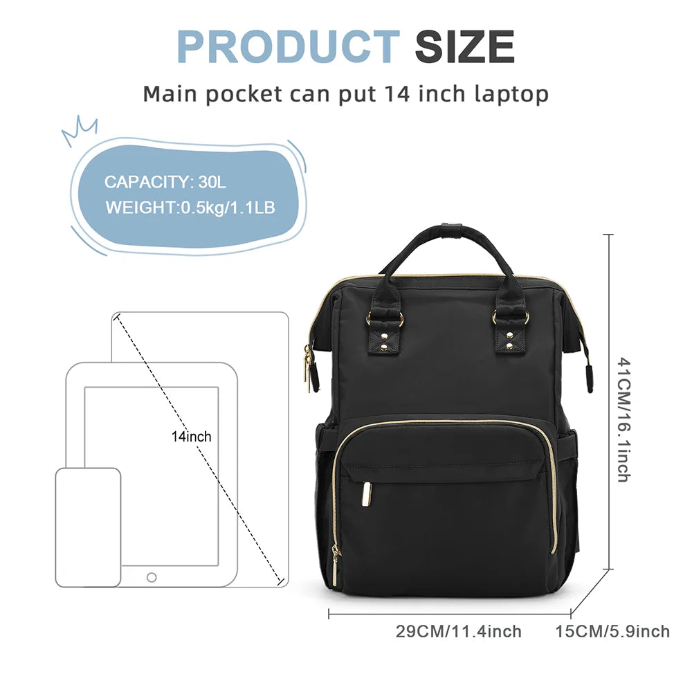 Women's Water-Resistant Laptop Backpack with USB Charging Port