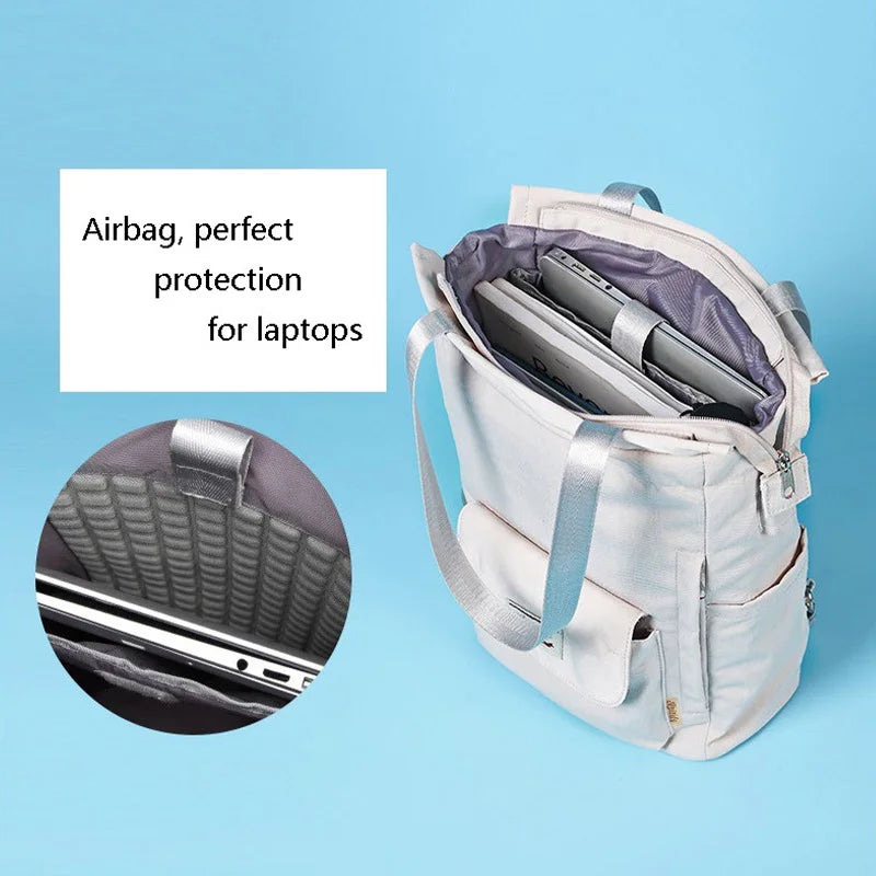 Women's Waterproof Laptop Backpack - 13-15.6 Inch Korean Fashion Oxford Canvas USB College Bag