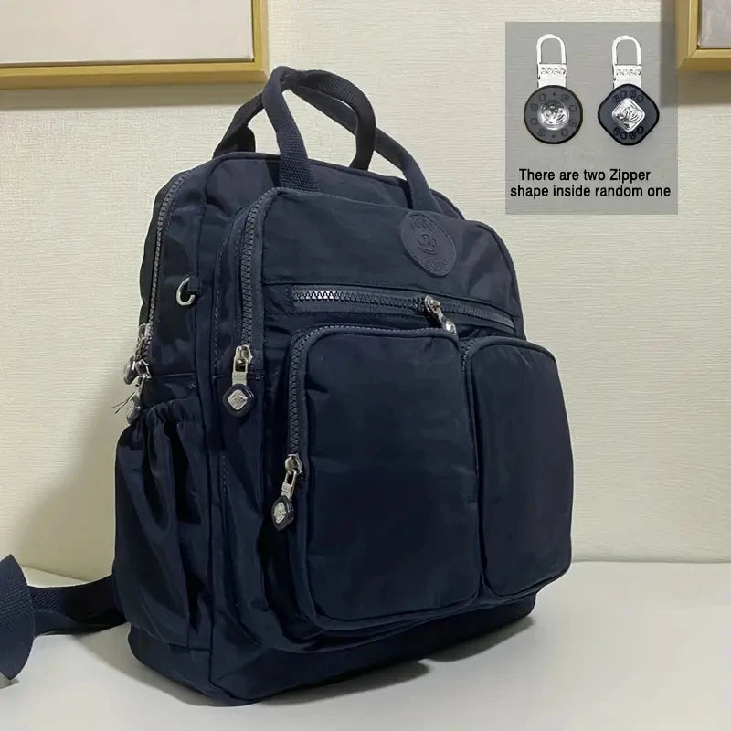 Women's Waterproof Nylon Travel Backpack - Multi-Pocket Laptop Bag