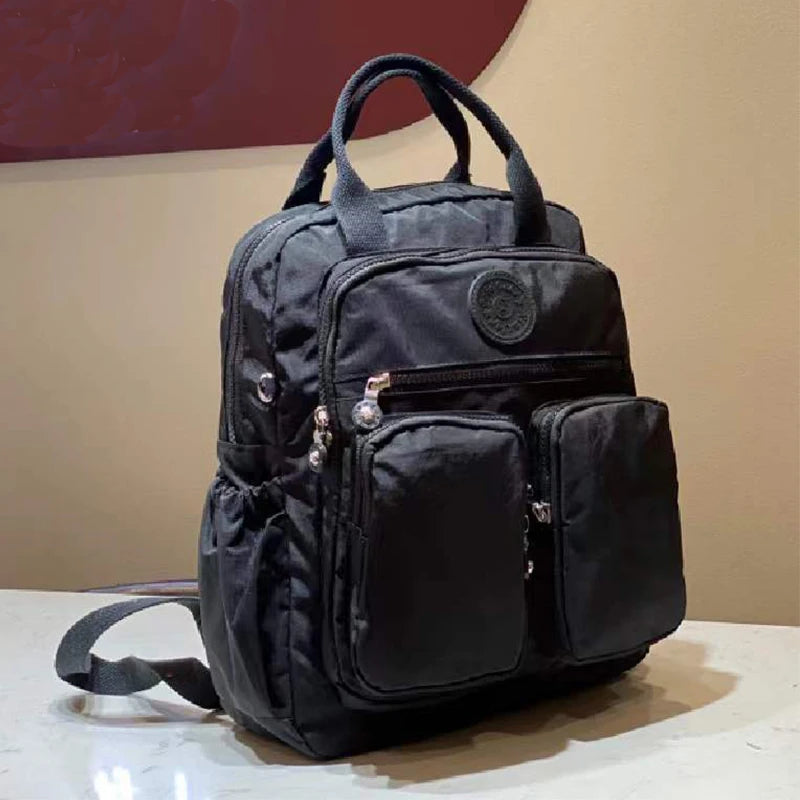 Women's Waterproof Nylon Travel Backpack - Multi-Pocket Laptop Bag