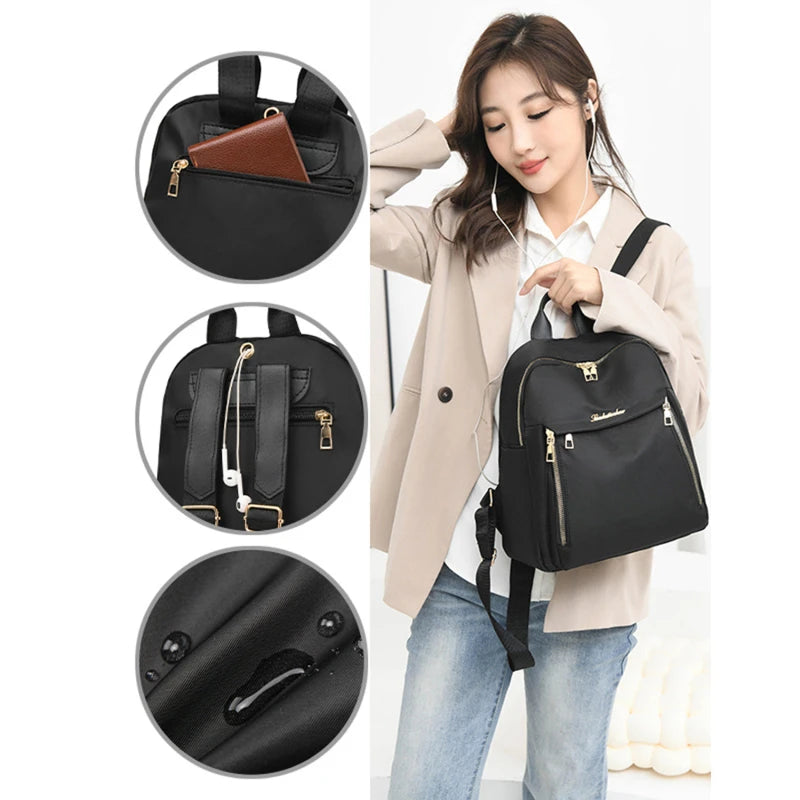 Women’s Waterproof Oxford Backpack – Large Capacity Casual Travel Bag