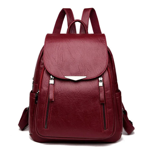 Yogodlns Women’s PU Leather Backpack – Large Capacity Double Zipper Travel Bag