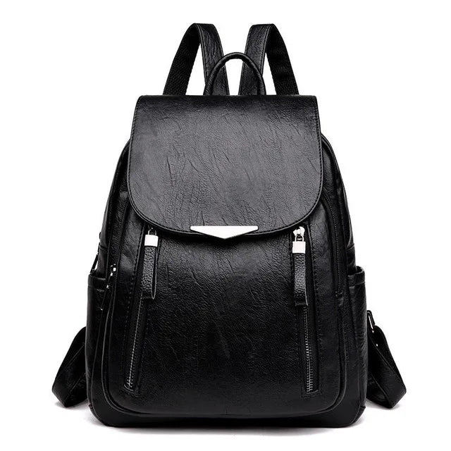 Yogodlns Women’s PU Leather Backpack – Large Capacity Double Zipper Travel Bag